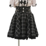 High Waist Lolita Skirt – Lace Trim & Bow Detail
