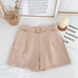 Solid High Waist Shorts