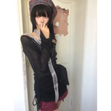 Japanese Knitted Grunge Tattoo Print Long Sleeve T-shirt