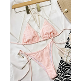 Pearl Halter Knit Bikini Set – Kawaii Beach Swimwear