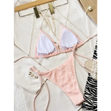 Pearl Halter Knit Bikini Set – Kawaii Beach Swimwear