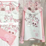 Kawaii Bear Print Top – Harajuku Pastel Yume Cute Aesthetic