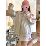 Kawaii Bow Tracksuit – Striped Sweatshirt & Casual Pants