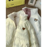 Kawaii Double Sided Love Bear Winter Puffer Jacket