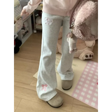 Flare Sweatpants – Kawaii High Waist Embroidered Trousers