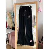 Flare Sweatpants – Kawaii High Waist Embroidered Trousers