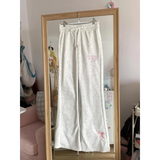Kawaii High Waist Flare Pants – Bow Embroidery Slim Fit Trousers