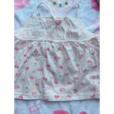 White Kawaii Ruffle Camisole – Bunny Embroidery & Bow Print