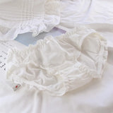 Kawaii Ruffle Edge Cotton Panties – Breathable Seamless Mid-Waist Lingerie