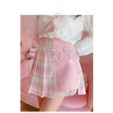 Kawaii Winter Wonderland: High-Waist Plaid Mini Skirt