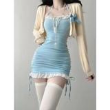 Lace Bodycon Mini Dress Set – Kawaii Y2K Corset Halter