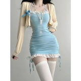 Lace Bodycon Mini Dress Set – Kawaii Y2K Corset Halter