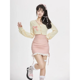 Lace Bodycon Mini Dress Set – Kawaii Y2K Corset Halter