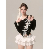Lace Bow Cutout Top – Kawaii Y2K Harajuku Aesthetic