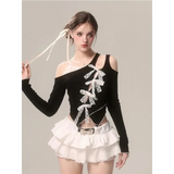 Lace Bow Cutout Top – Kawaii Y2K Harajuku Aesthetic