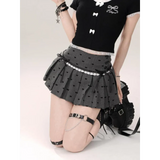 Kawaii Y2K Pleated Mini Skirt – Japanese Bow Lace Plaid Chic
