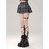 Kawaii Y2K Pleated Mini Skirt – Japanese Bow Lace Plaid Chic