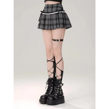 Kawaii Y2K Pleated Mini Skirt – Japanese Bow Lace Plaid Chic