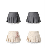 Pleated Lace Trim Mini Skirt – Kawaii Y2K Sweet Harajuku