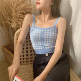 Knitted Plaid Crop Top