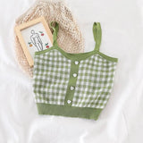 Knitted Plaid Crop Top