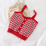 Knitted Plaid Crop Top
