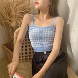 Knitted Plaid Crop Top
