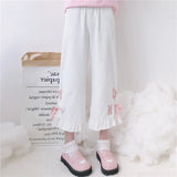 Korean Black Bunny Print Wide Leg Pants