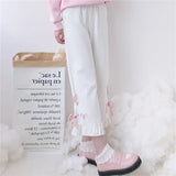 Korean Black Bunny Print Wide Leg Pants