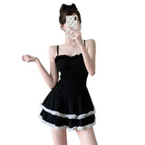 Ruffle One-Piece Swimsuit – Korean Sweet Mini Dress Swimwear
