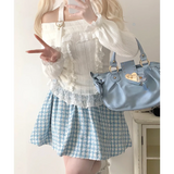 Kawaii Lace Patchwork Knit Top – Halter Neck Lolita Sweater