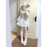 Kawaii Lace Patchwork Knit Top – Halter Neck Lolita Sweater