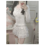 Lace Tiered Mini Skirt – Kawaii Sweet Lolita High Waist