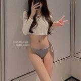 Lace Trim Low Waist Thong – Soft Cotton Crotch Lingerie