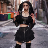 Gothic Lace-Up Corset Skirt – Kawaii Harajuku Punk Ruffle Mini Skirt