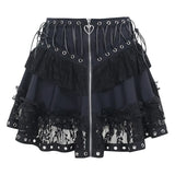 Gothic Lace-Up Corset Skirt – Kawaii Harajuku Punk Ruffle Mini Skirt