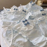 Lolita Blue Bow Ruffle Panties – Kawaii Soft Cotton Lingerie