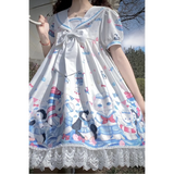 Lolita Dress With Cute Cat and Penguin Print