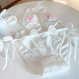 Lolita Lace Bow Panties – Sheer Mesh Ruffle Mid Waist Briefs
