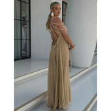 Loose Sleeveless Maxi Beach Dress: Off-Shoulder Crochet Cut-Out Design