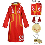 Luffy Egghead Island Cosplay – One Piece 163 Red Robe & Straw Hat Set