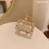 Gold Pearl Rhinestone Mini Hair Clip