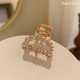 Gold Pearl Rhinestone Mini Hair Clip