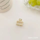 Gold Pearl Rhinestone Mini Hair Clip