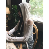 Modern Mystic Hooded Top – Edgy Cutout Sleeves Pullover
