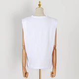 Padded Shoulder Sleeveless Tee