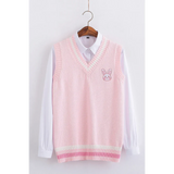 Kawaii Pink Pastel Bunny Vest Sweater