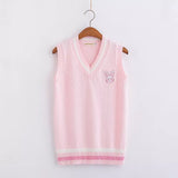 Kawaii Pink Pastel Bunny Vest Sweater
