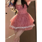 Pink Floral Short Party Dress