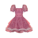 Pink Floral Short Party Dress